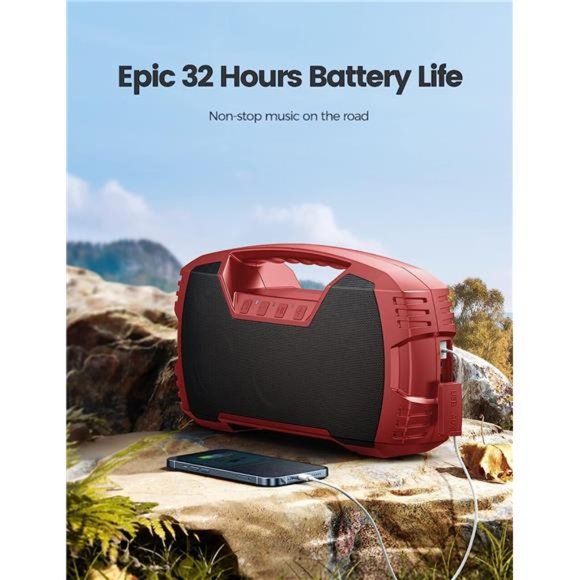 IPX7 Waterproof Bluetooth Speaker, 40W Portable Wireless Speaker, 32H Playtime - Picture 3 of 5